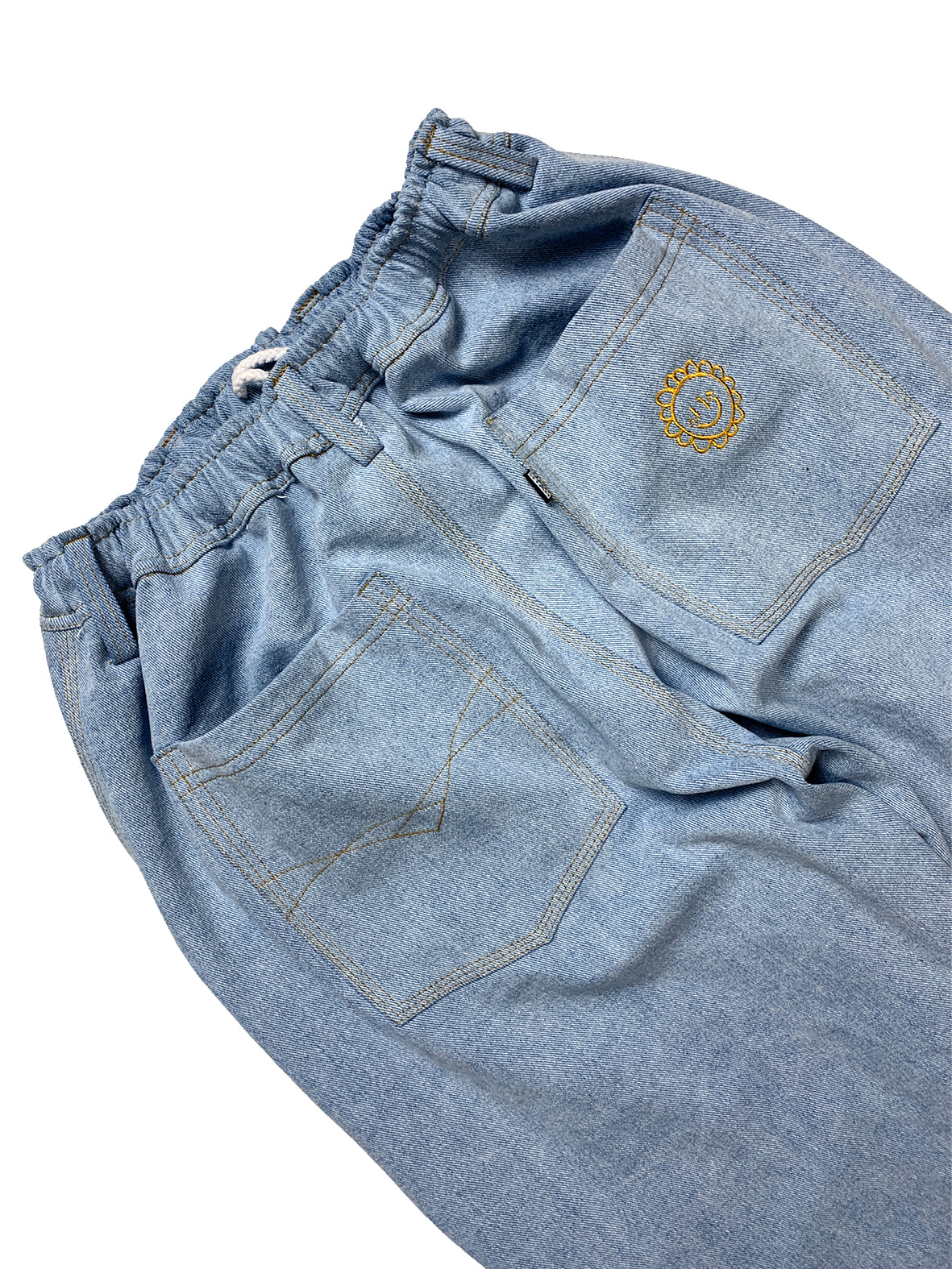 TVS BAGGY OG PANTS - LIGHT BLUE DENIM SUNNY FACE / GOLD STITCH