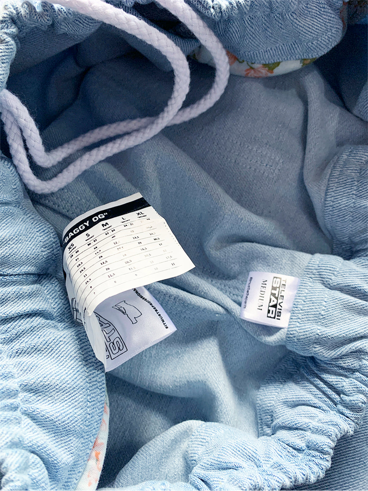 TVS BAGGY OG PANTS - LIGHT DENIM / WHITE STITCH