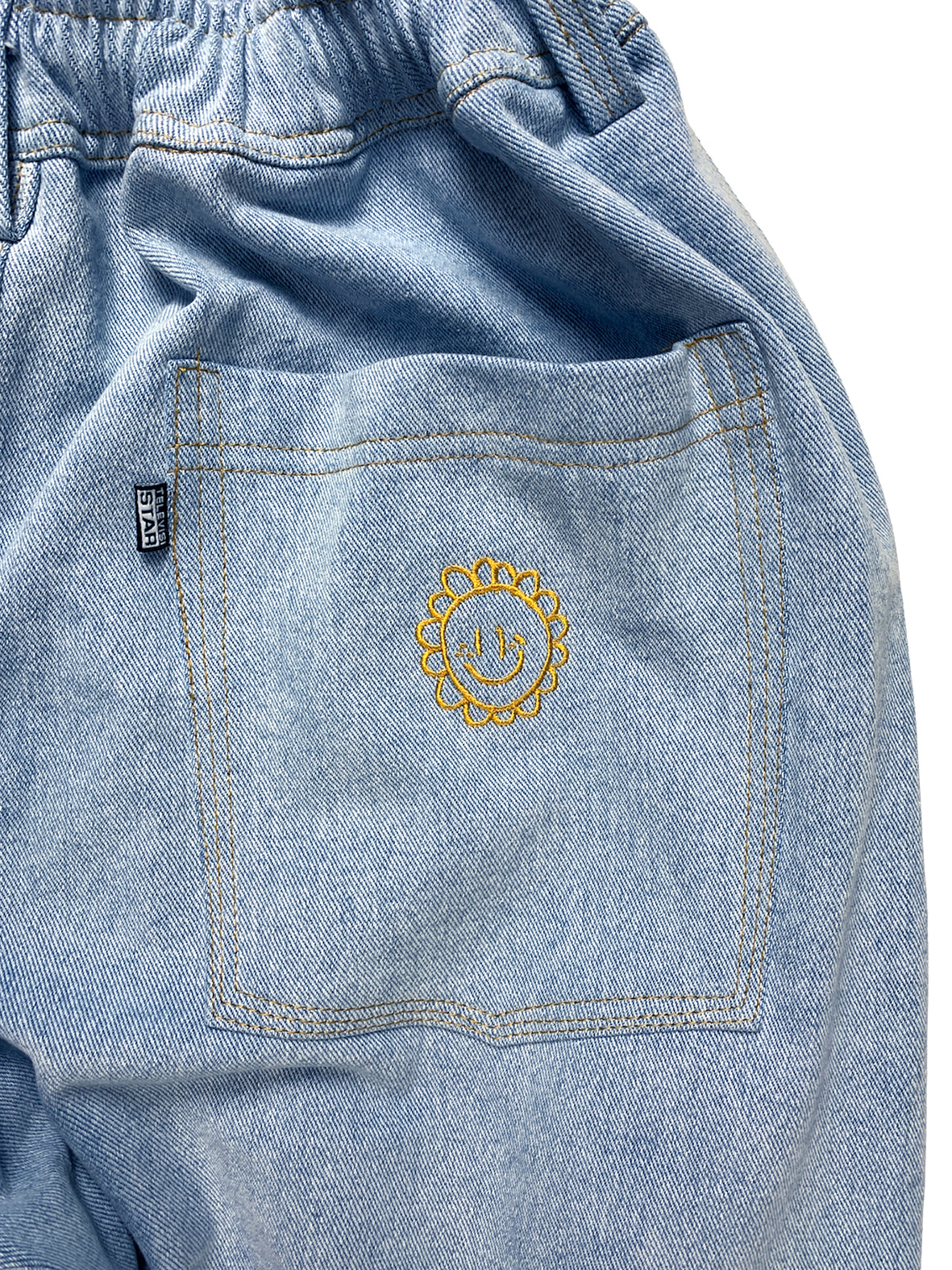 TVS BAGGY OG PANTS - LIGHT BLUE DENIM SUNNY FACE / GOLD STITCH