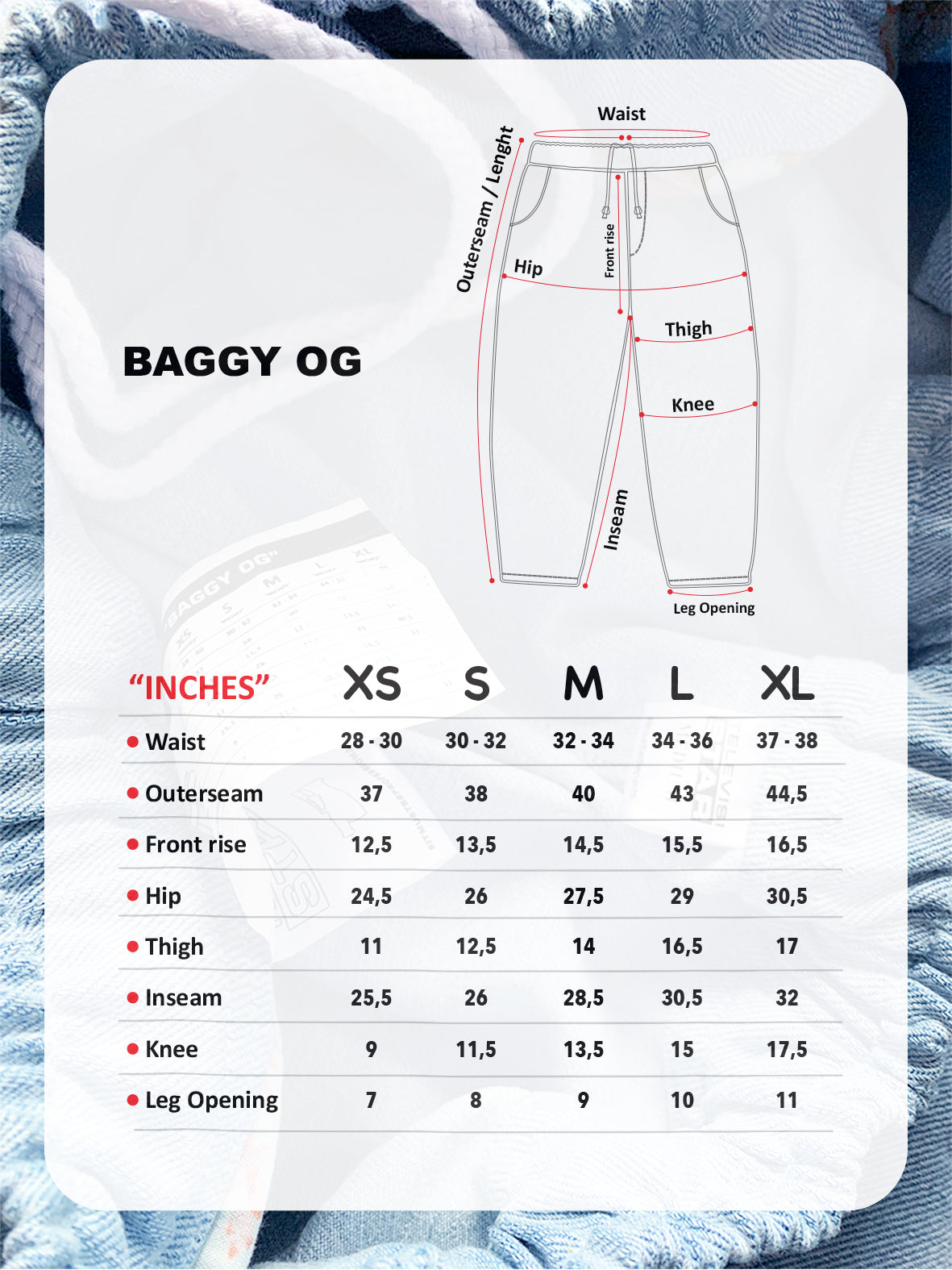 TVS BAGGY OG PANTS - LIGHT DENIM / WHITE STITCH