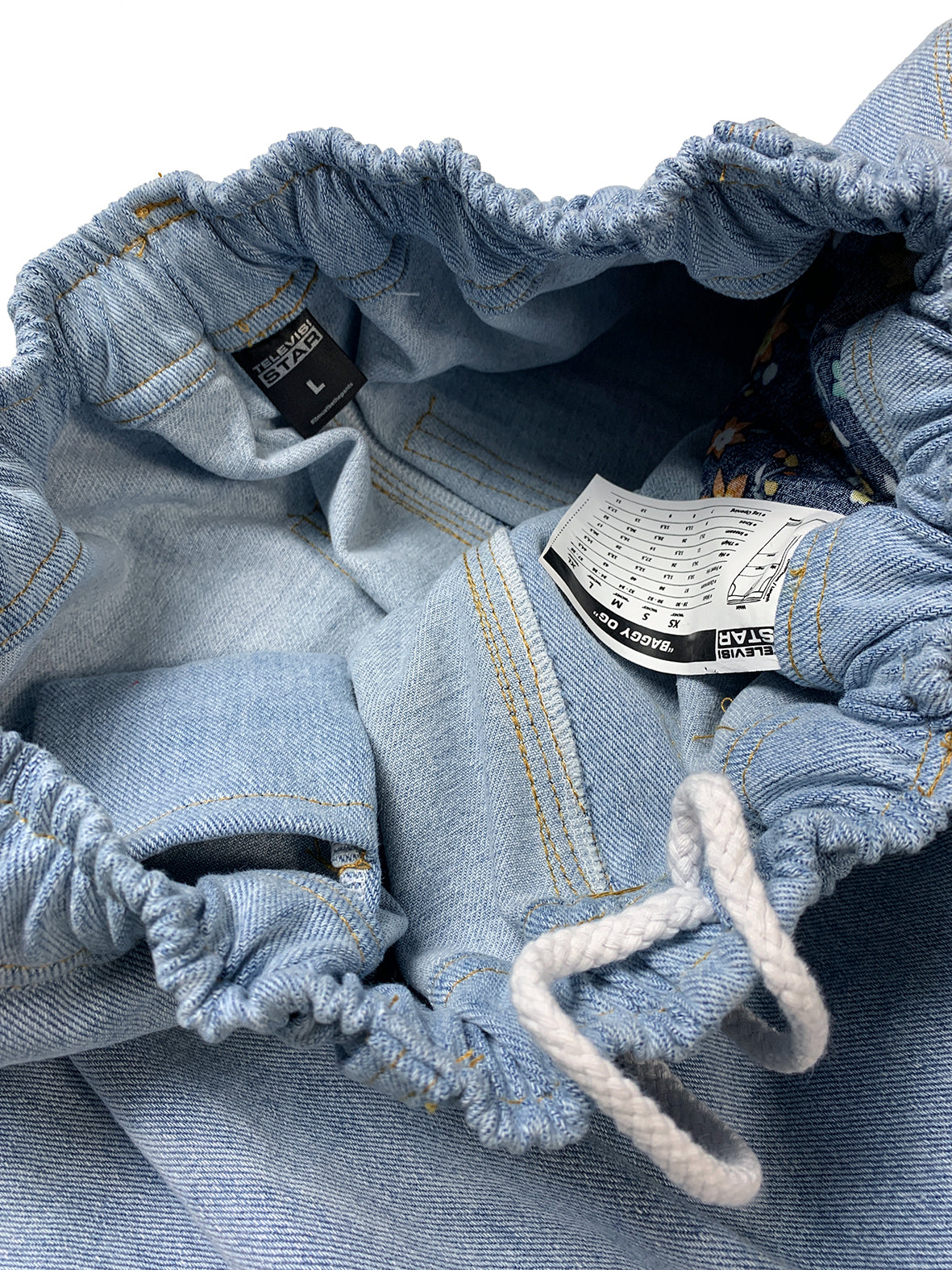 TVS BAGGY OG PANTS - LIGHT BLUE DENIM SUNNY FACE / GOLD STITCH