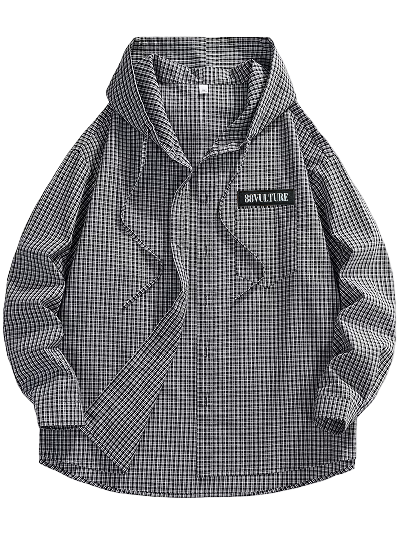 88 Vulture Plaid Button up Hood Jacket
