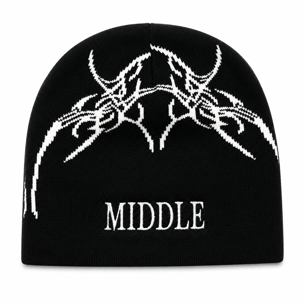 Spike Middle Bone Black Beanie