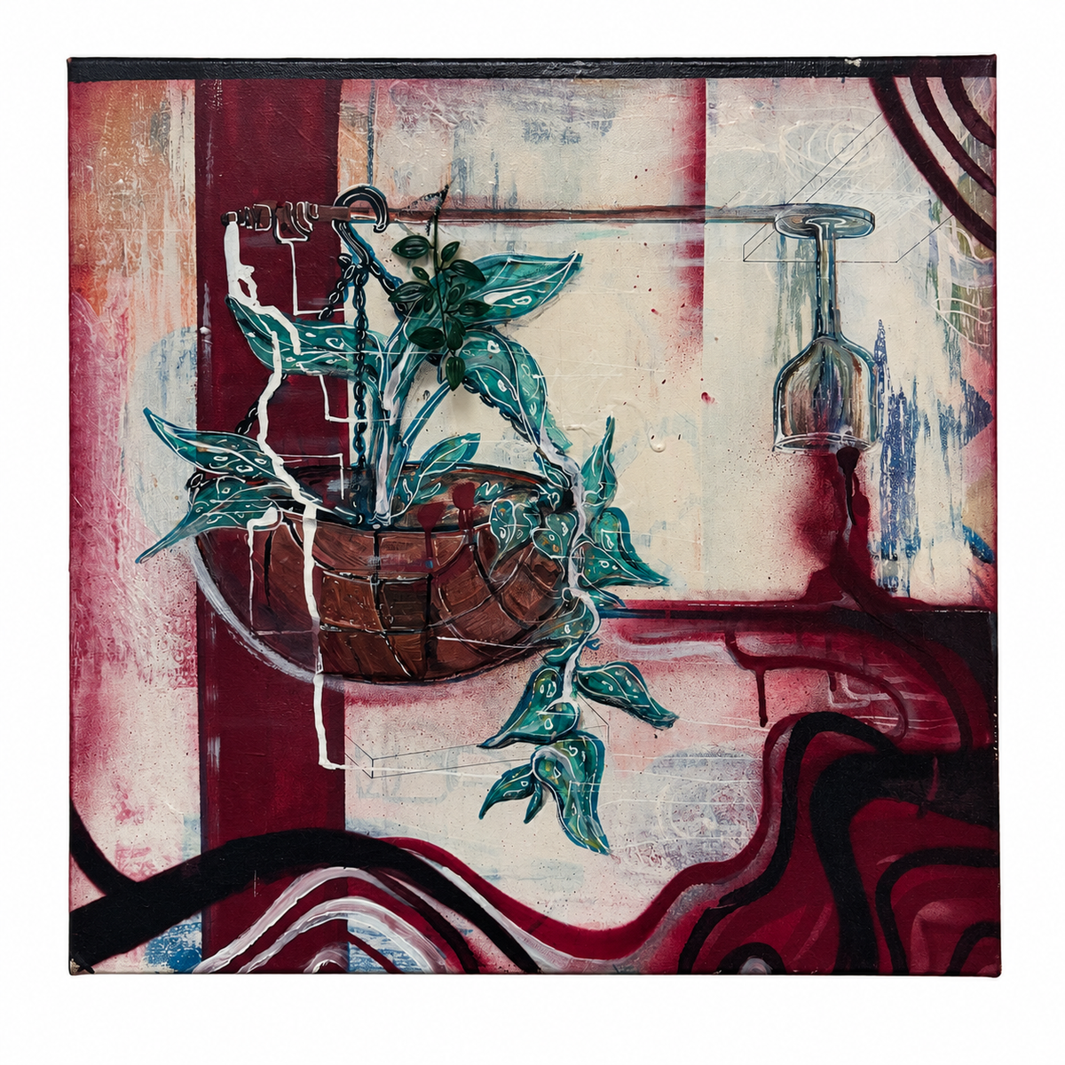 Red Wine Leaks Canvas