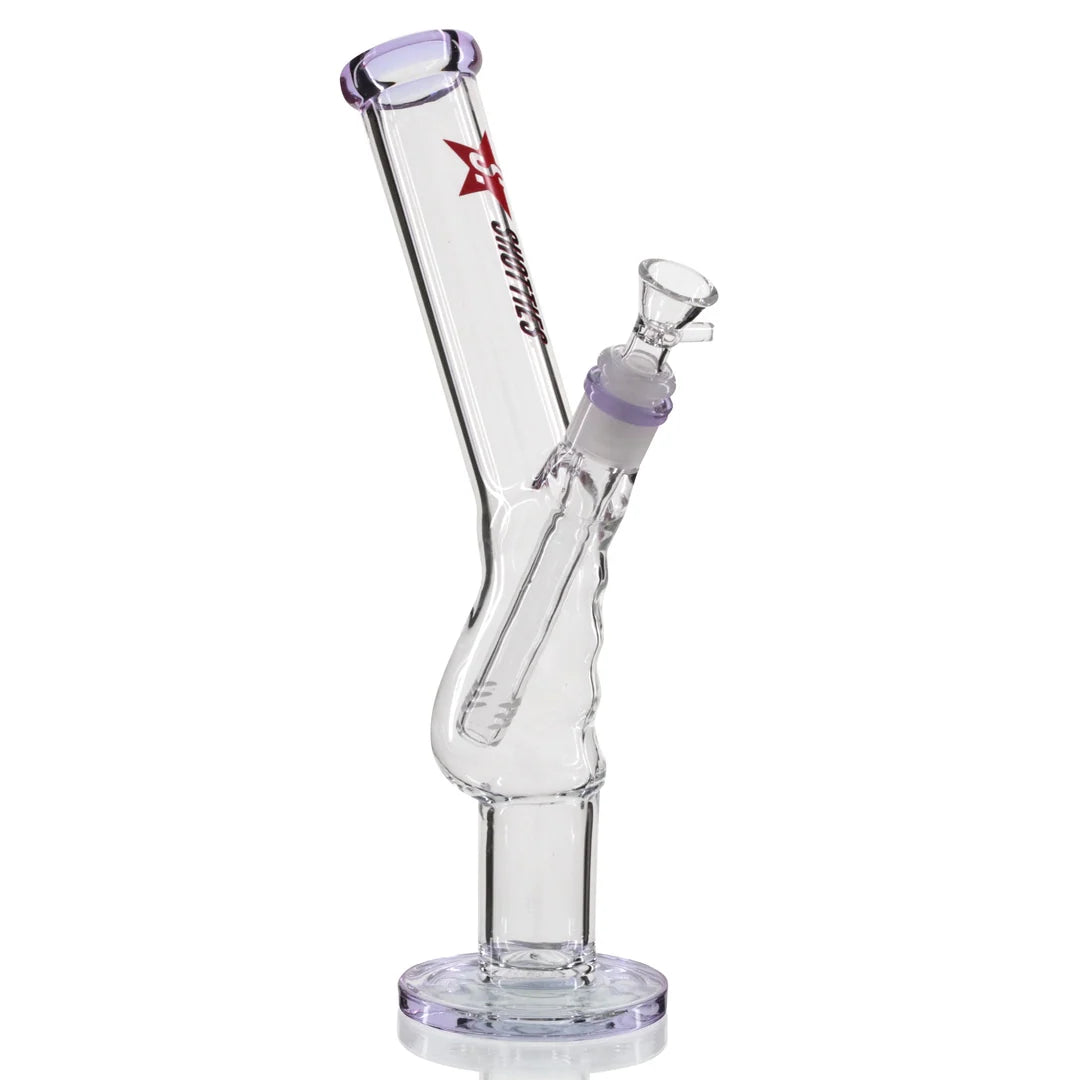 Shotties™ Large 33cm Gripper Glass Percolator Bong - Clear/Purple