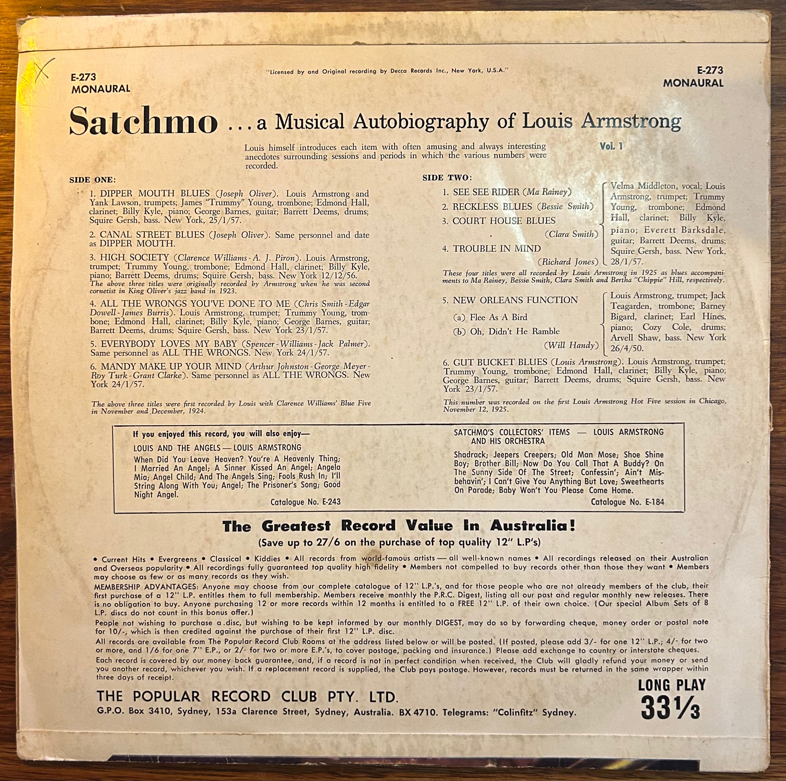 Satchmo - Vintage LP