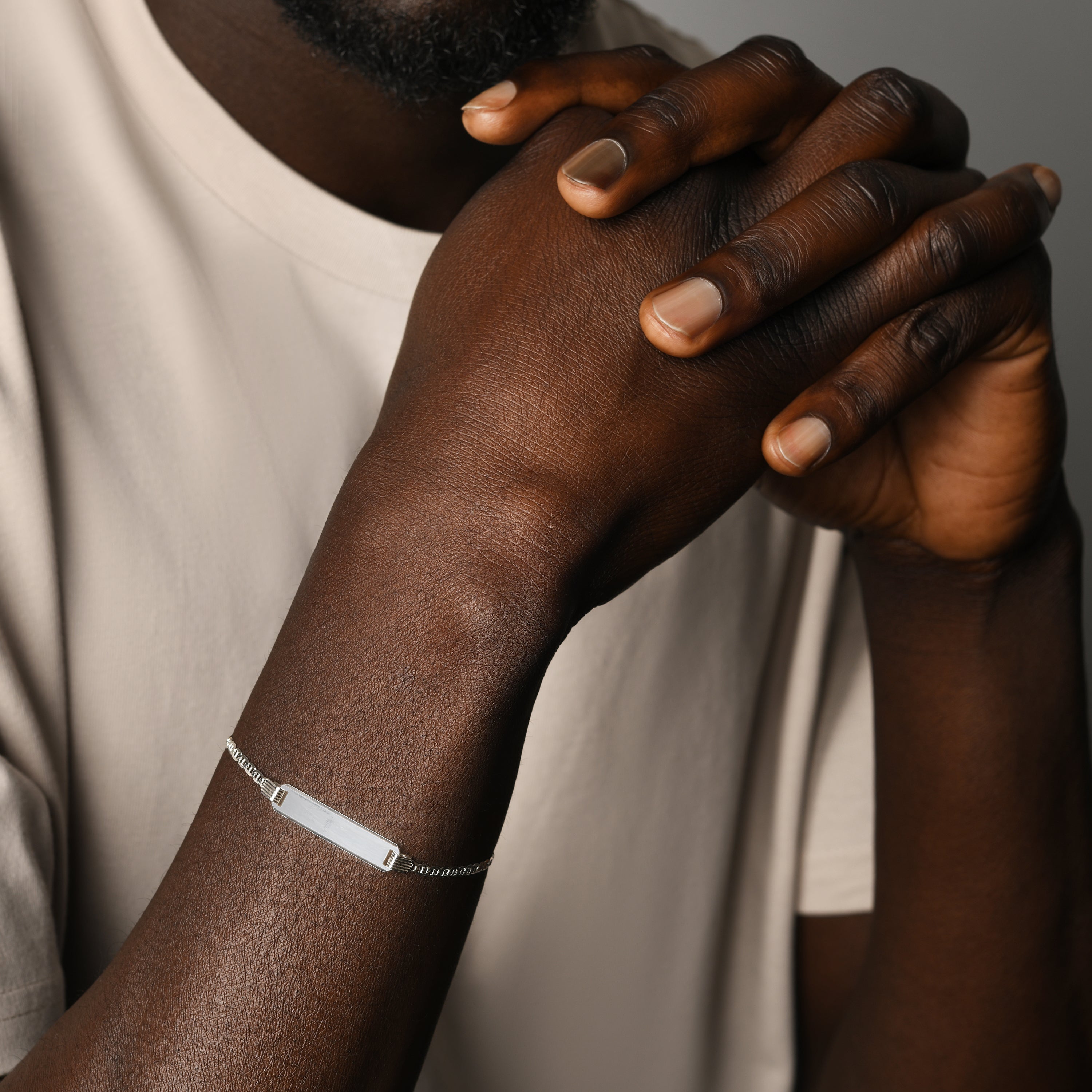 JOHN JUNIOR - Silver Mariner Link ID Bracelet