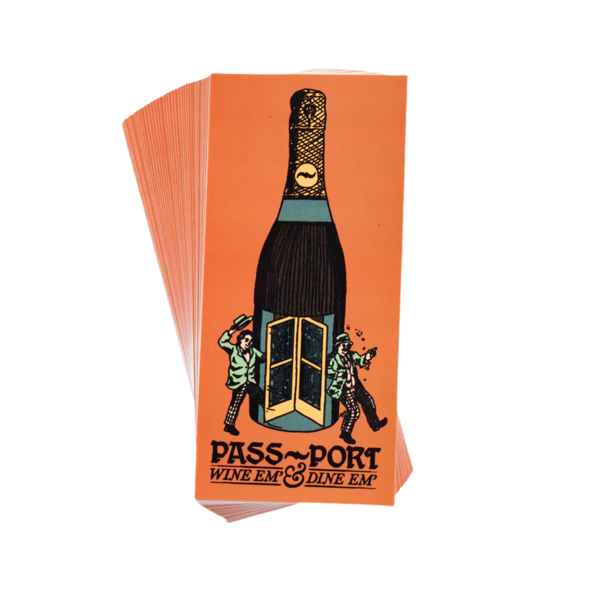 Pass~Port Wine Em Dine Em Sticker