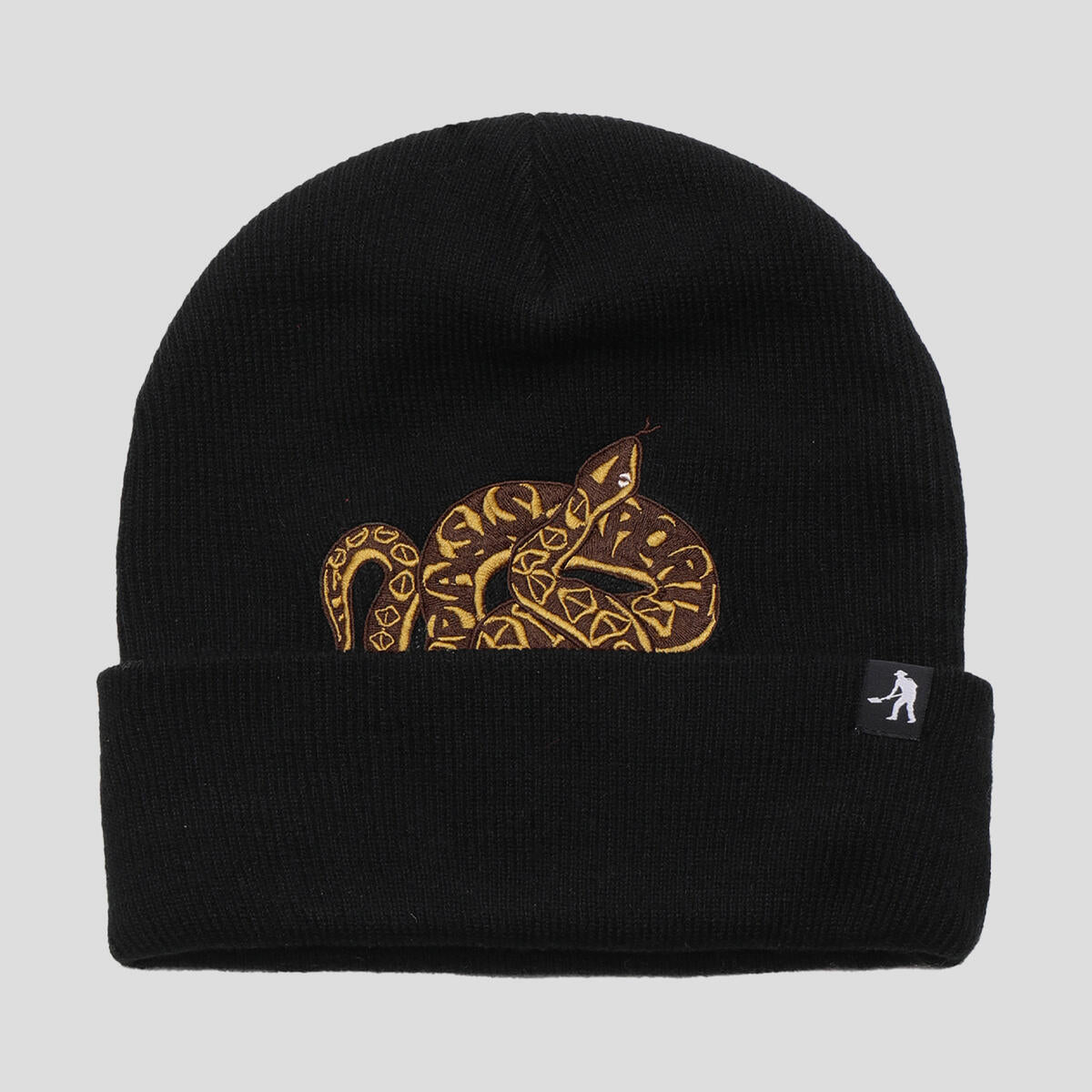 Embroidered Coiled Beanie - Black