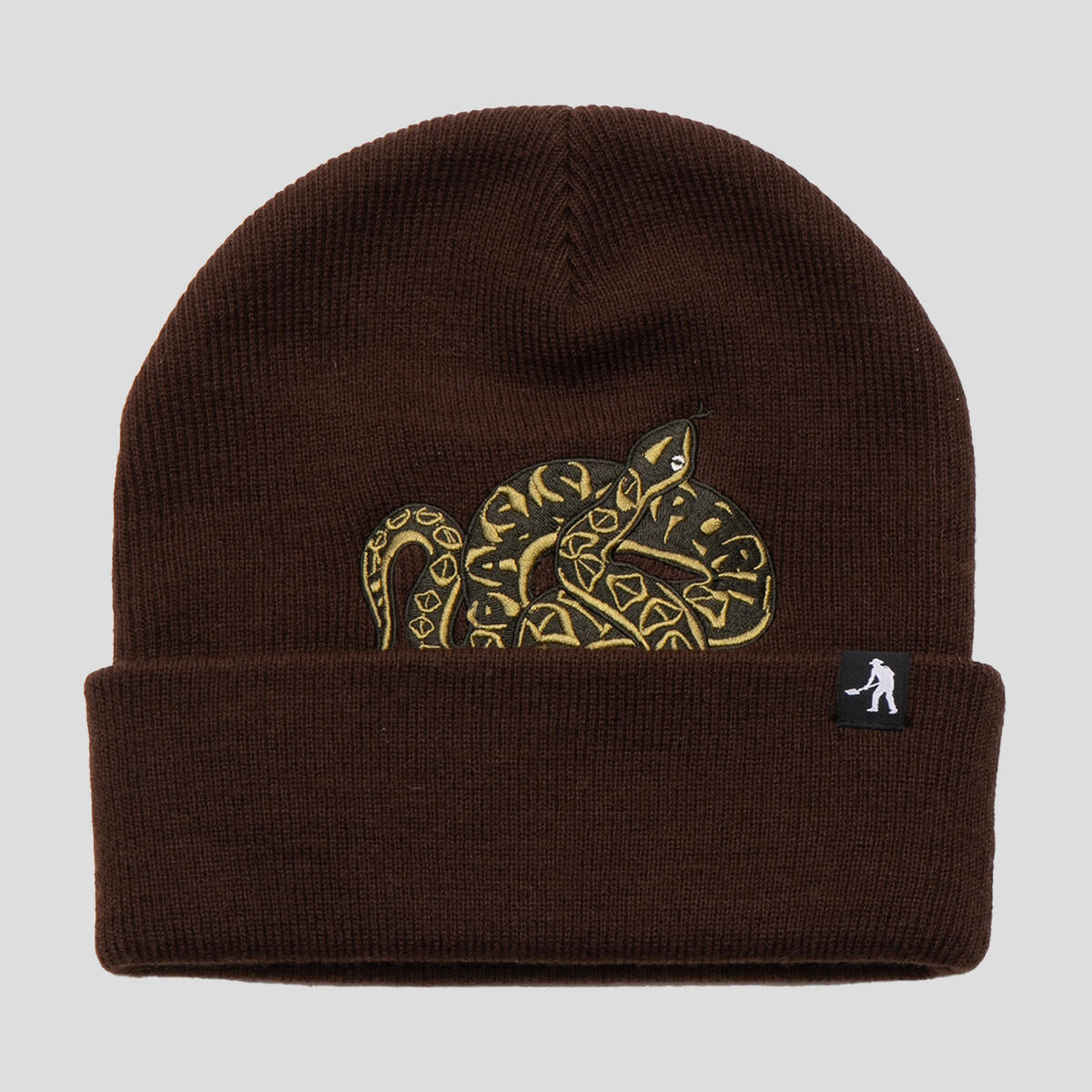 Embroidered Coiled Beanie - Brown