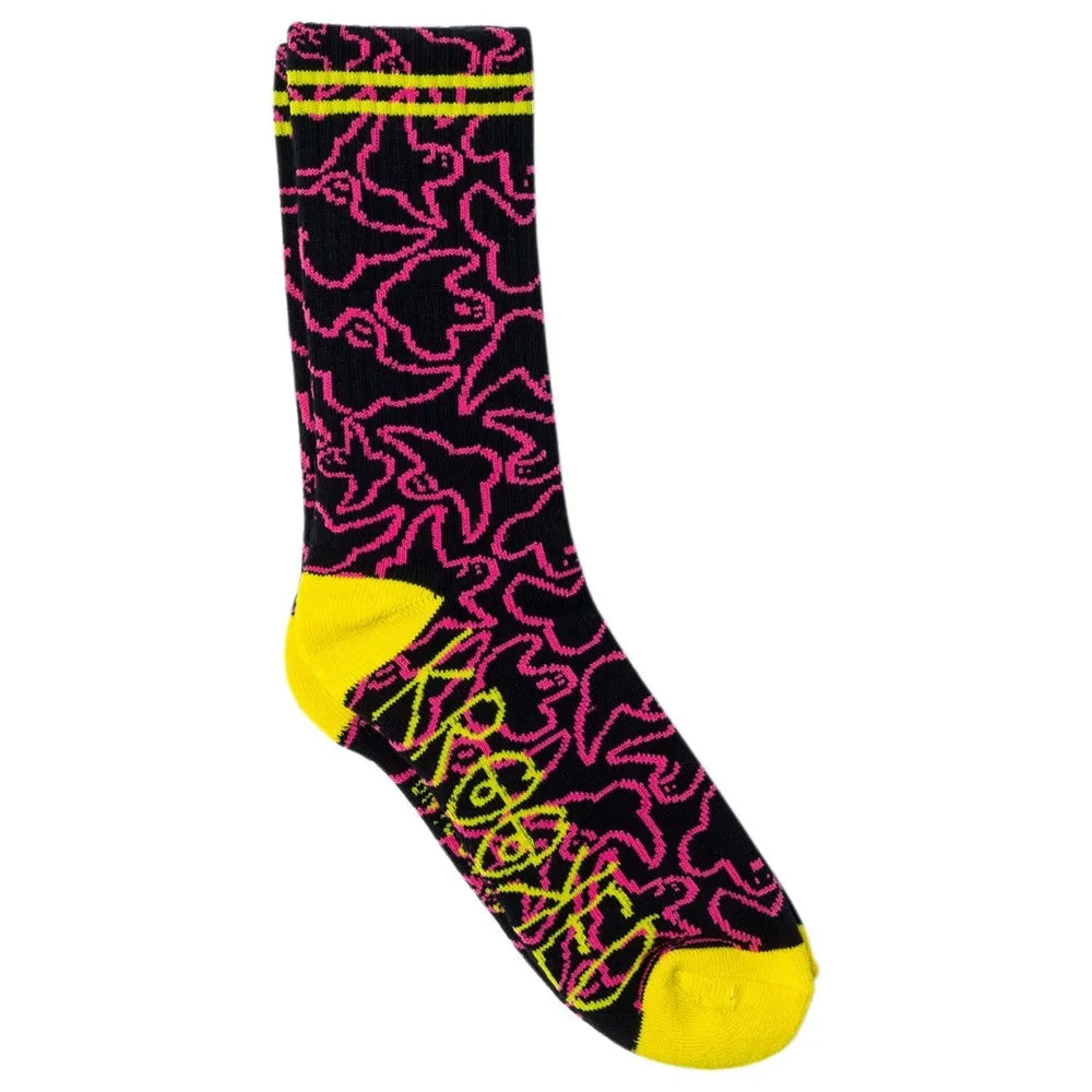 KRK SOCK MULTI BIRDS BK/PNK/YL