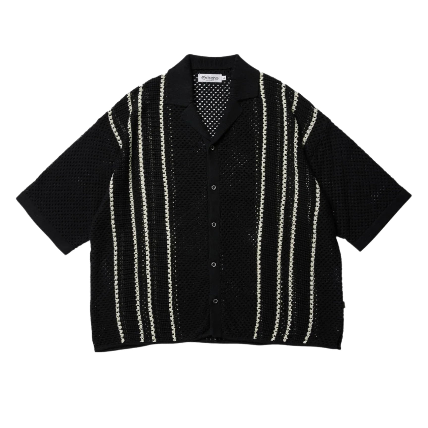 Stripe Crochet Shirt - Black