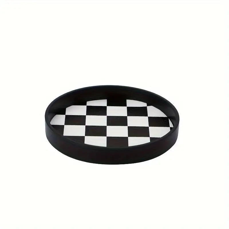 Black & White Checkerboard Pattern Tray