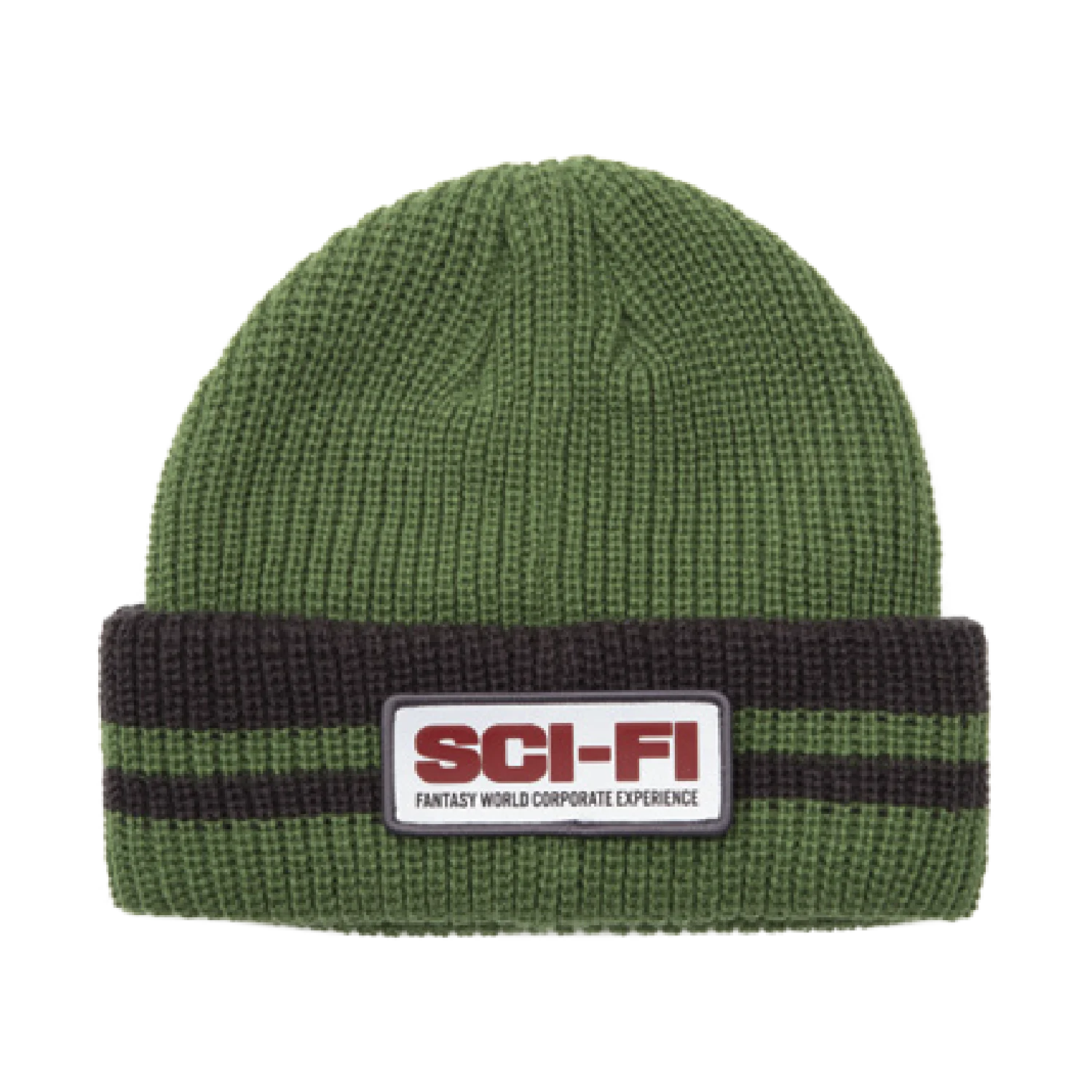 Reflective Patch Striped Beanie - Green
