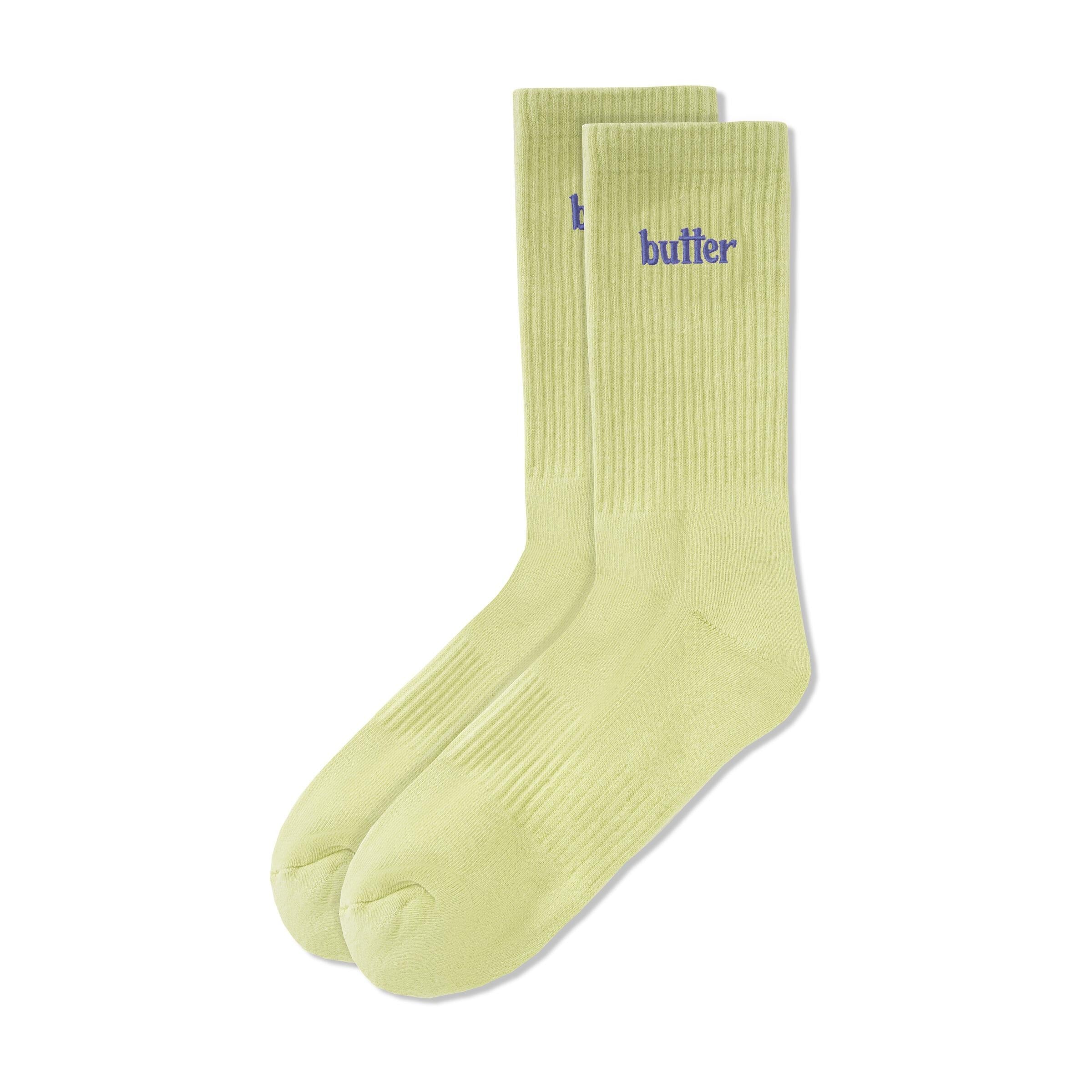 Embroidered Basic Socks - Lime