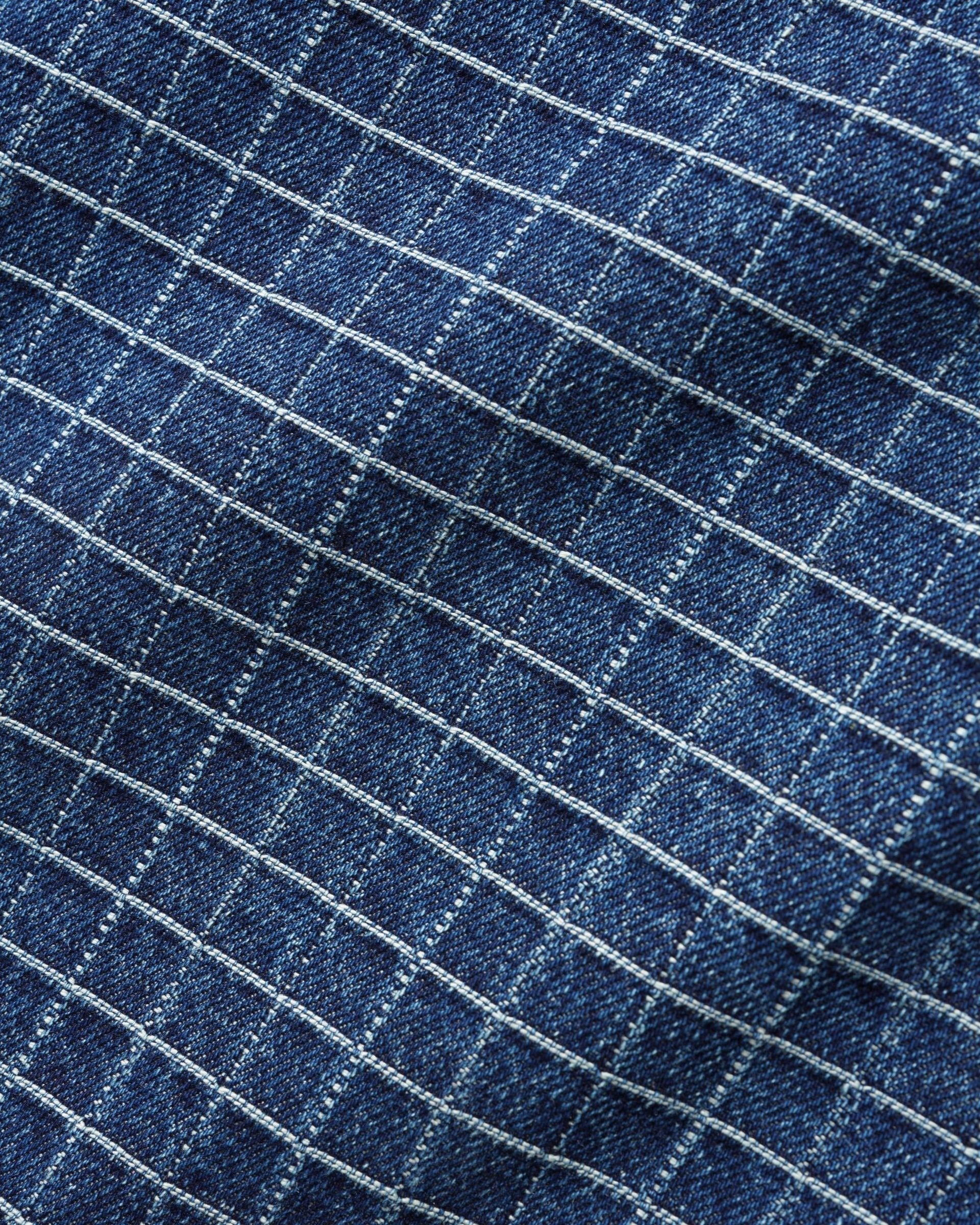 Big Grid Denim Shorts - Blue