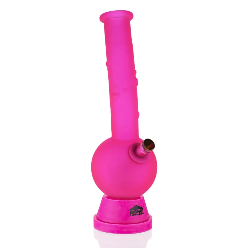 BW - 3D Hearts Medium Bent Neck Glass 27cm Bubble Bong - Pink