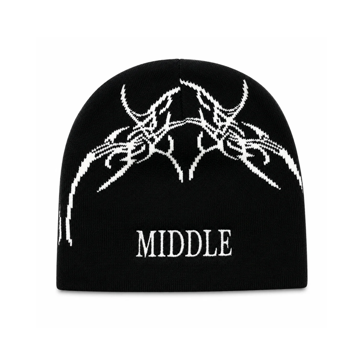 Spike Middle Bone Black Beanie