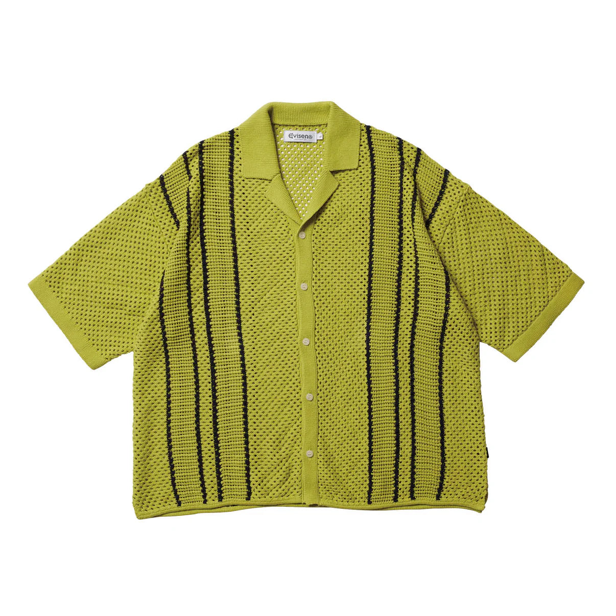 Evisen Stripe Crochet Shirt - Lime Green