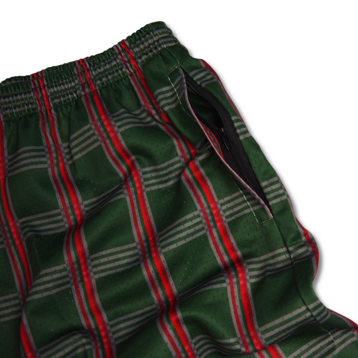 'Check Mate’ Mesh Shorts [GREEN/RED]