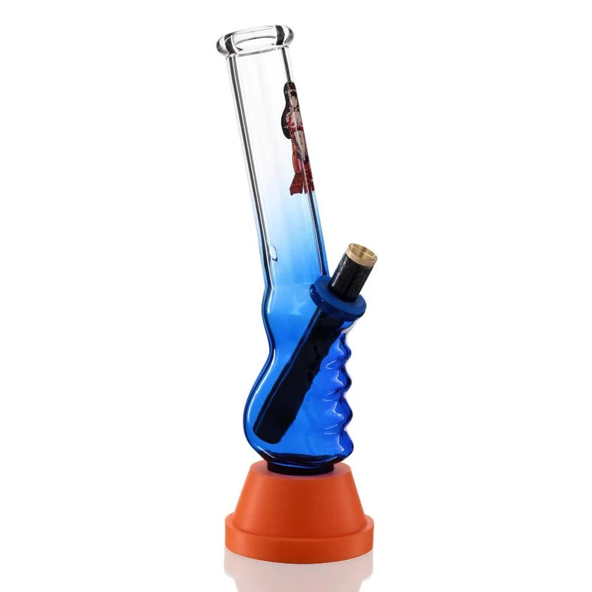 Mini Glass 25cm Gripper Bong -Blue Fade Blaze Ups