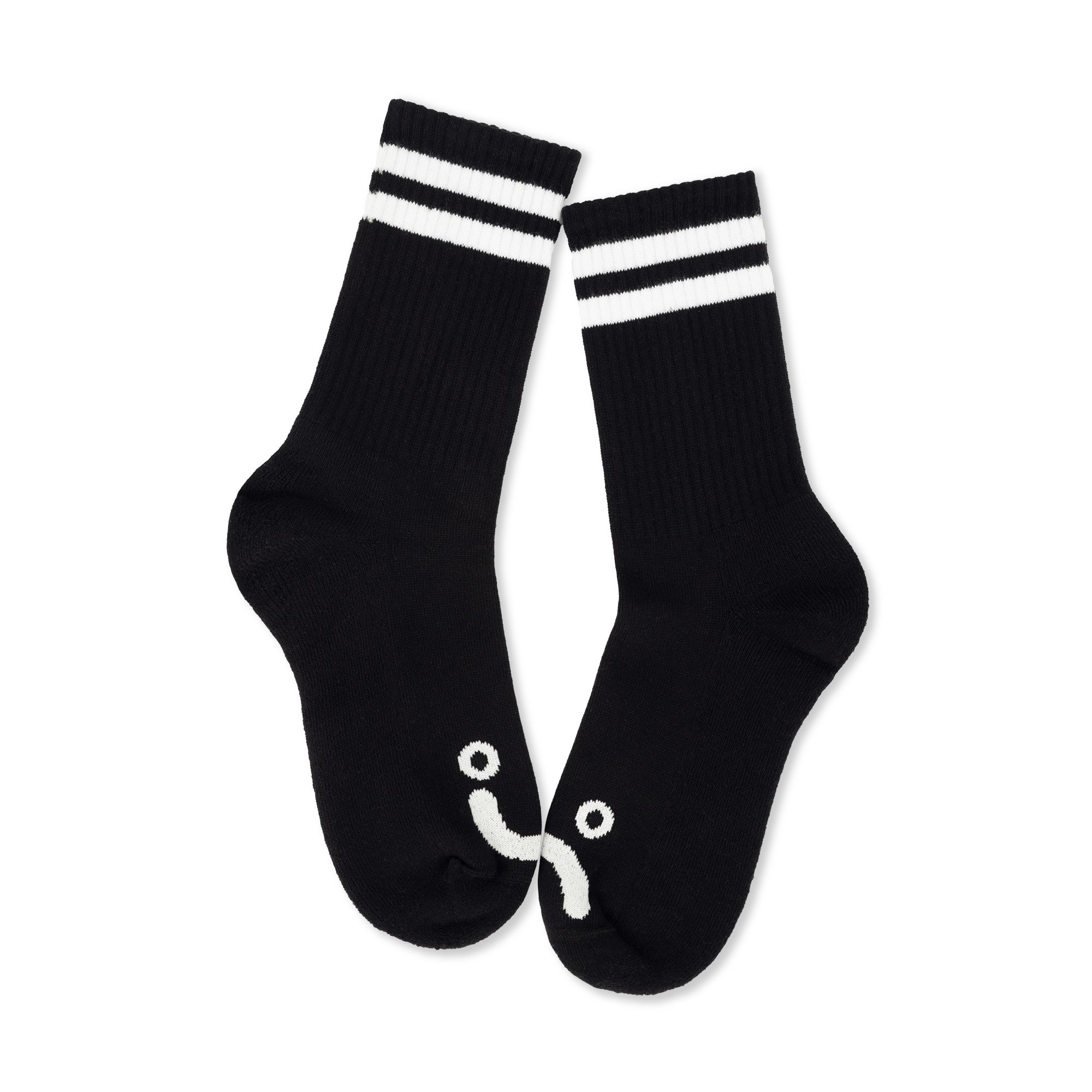 Rib Socks - Happy Sad - Black