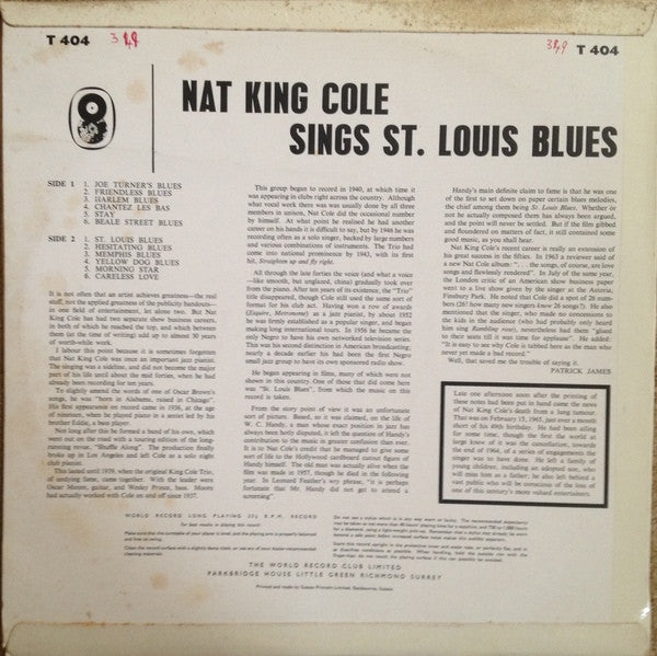 Nat King Cole Sings St. Louis Blues