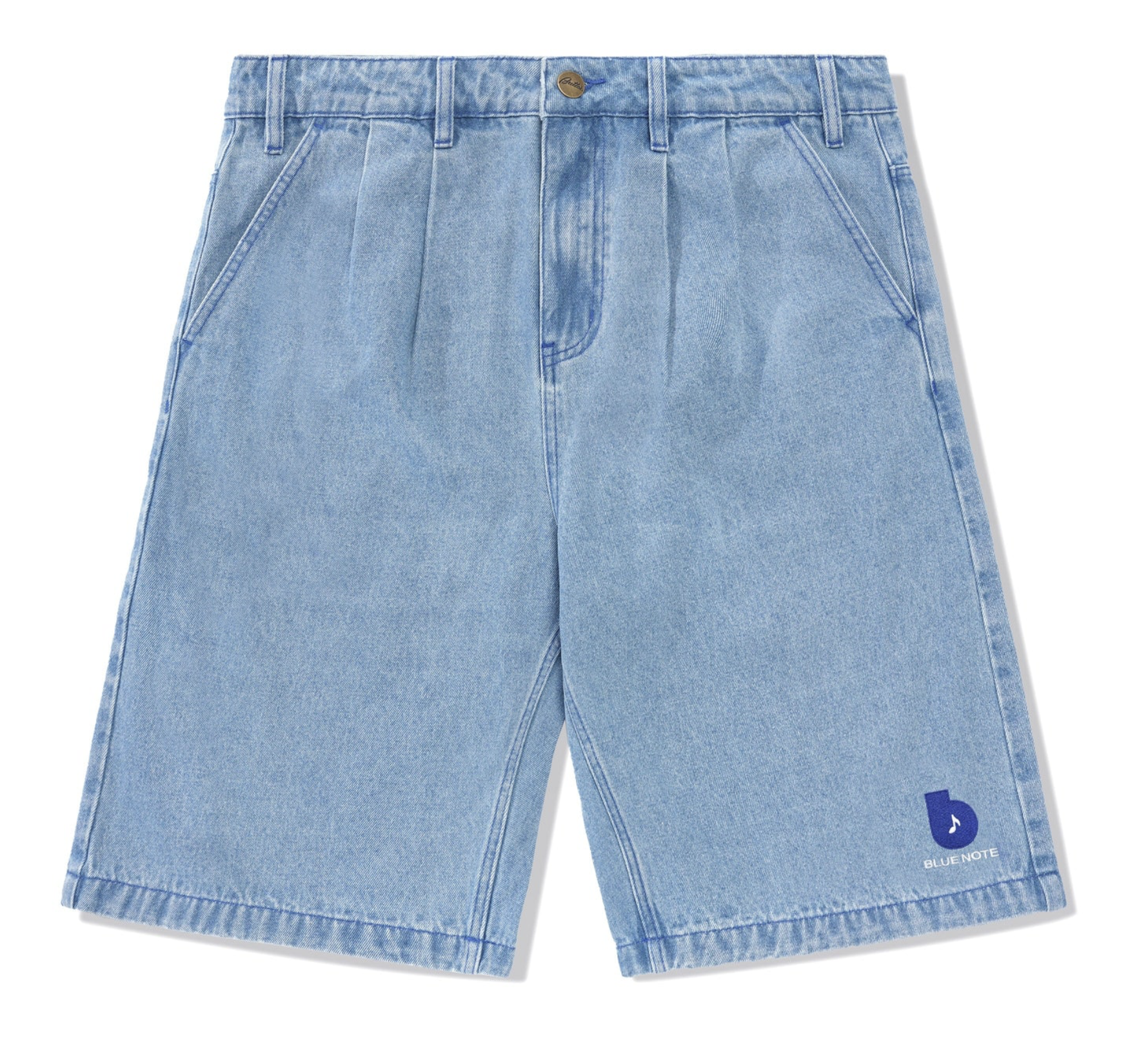 Blue Note Pleated Denim Shorts - Washed Indigo