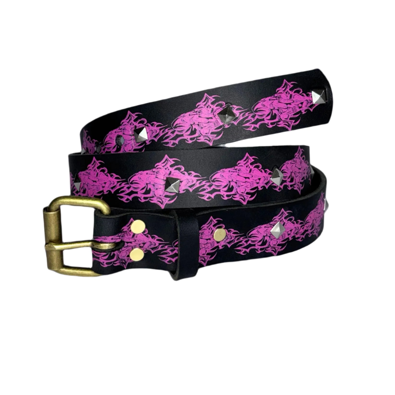 Holy Studded Belt - Black/Pink