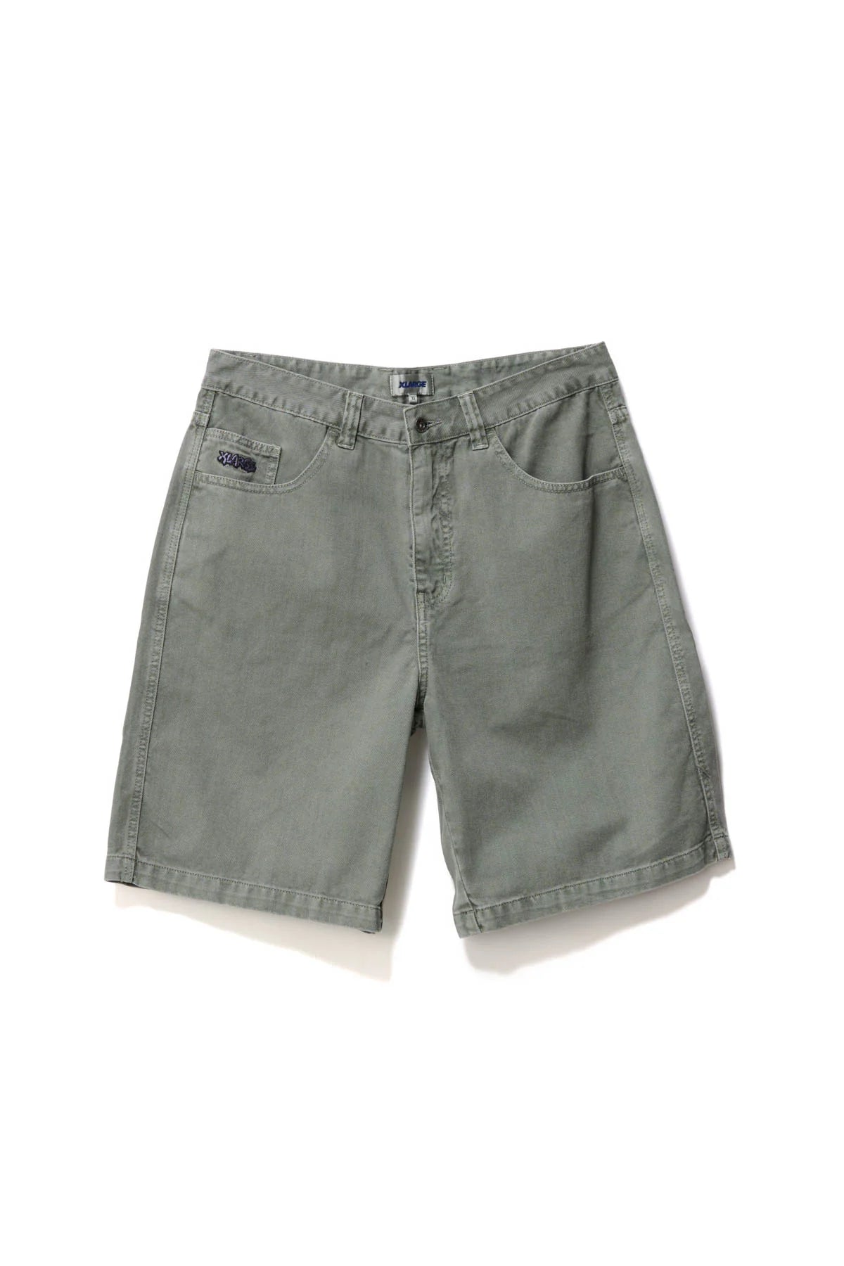 PEACE MAN BULL DENIM SHORT - OLIVE GREY