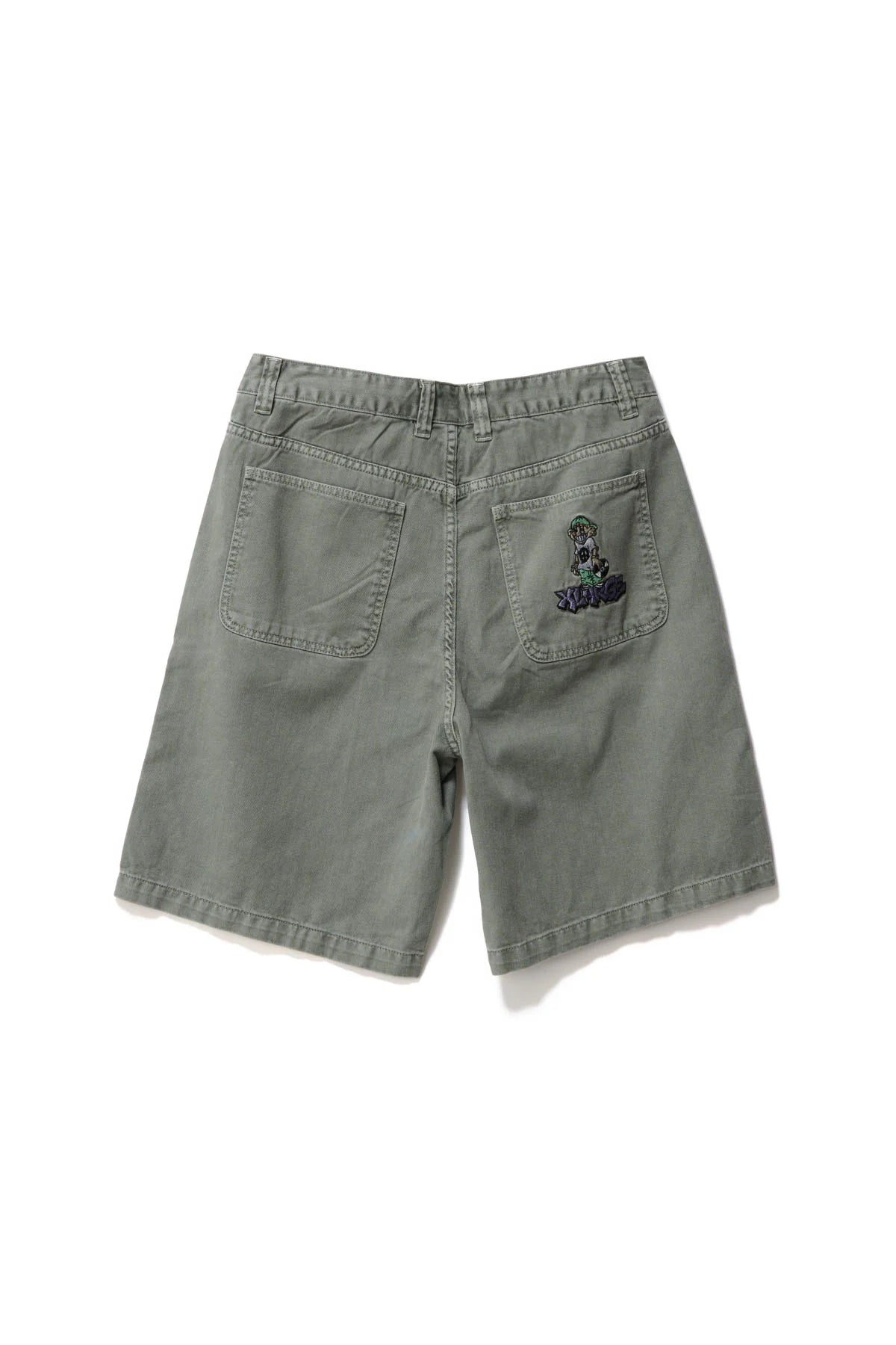 PEACE MAN BULL DENIM SHORT - OLIVE GREY