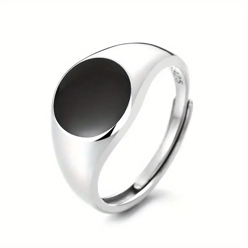 Silver Signet Ring Circle Stone