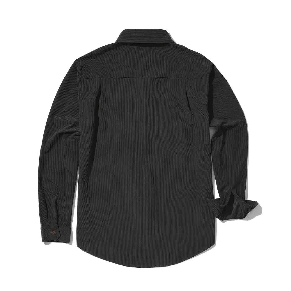 Patch Corduroy Shirt - Black