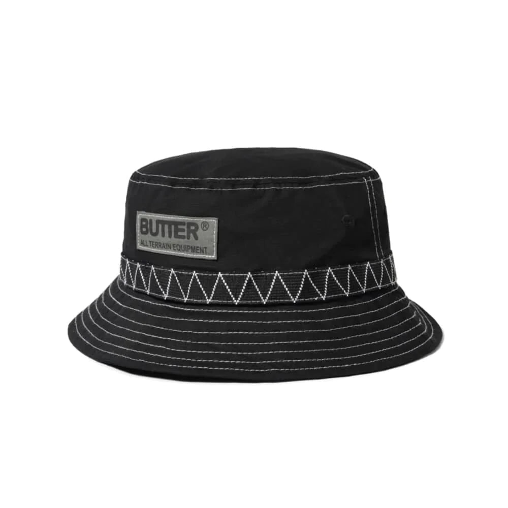 Terrain Contrast Stitch Bucket Hat Black OSFA
