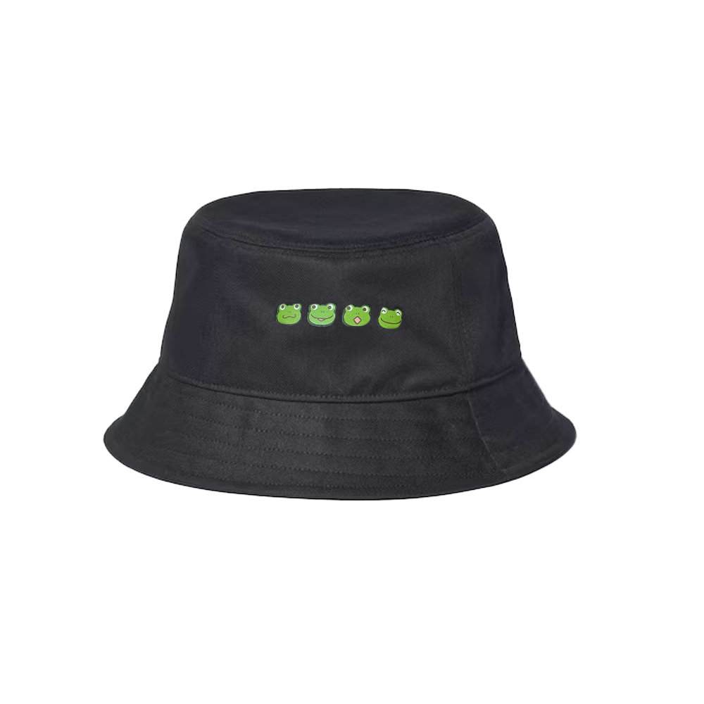 Frog Face Black Bucket Hat