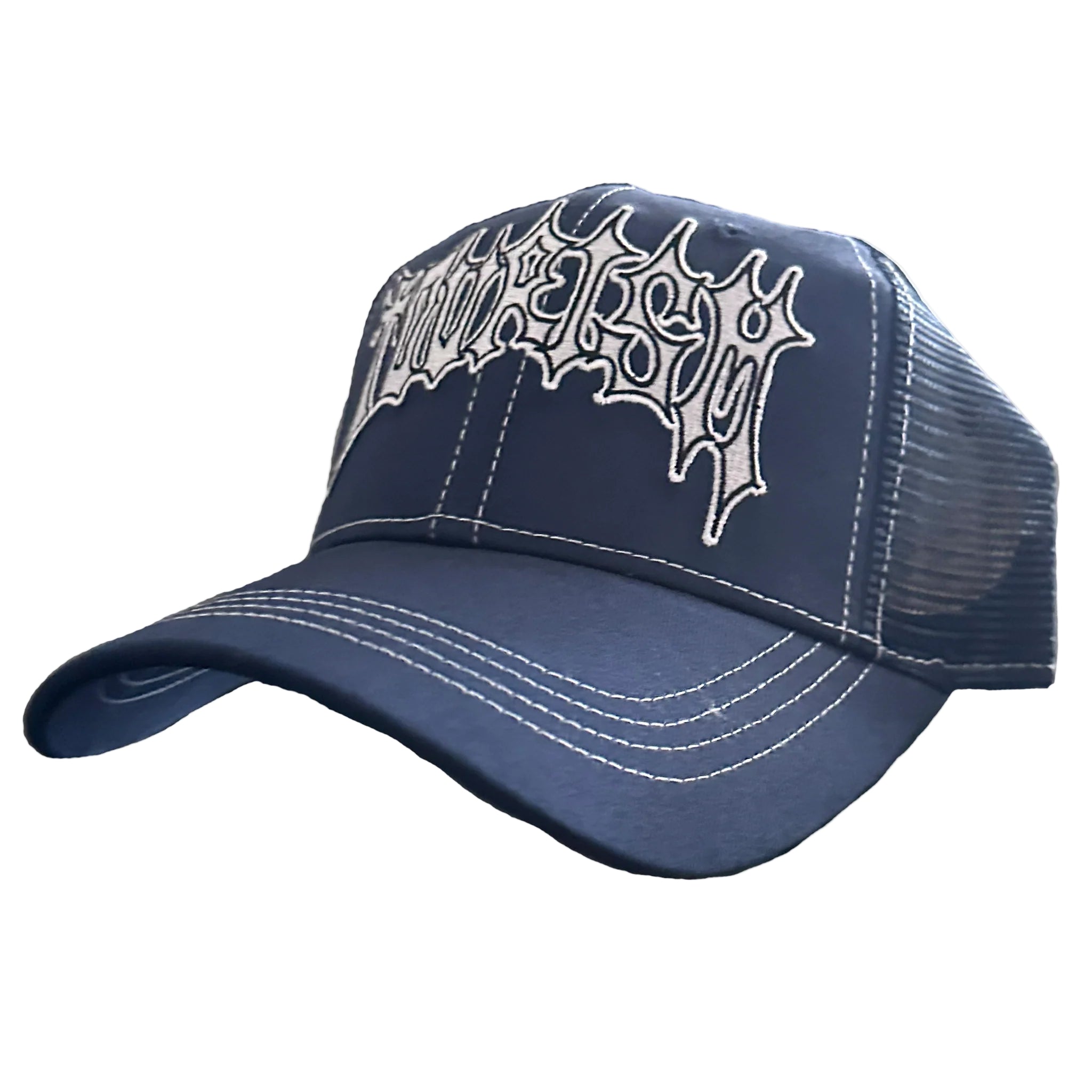 Blackletter Trucker Cap - Navy/White